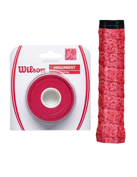 Overgrips Wilson AbsorBX Rojos - Pack de 3 unidades con tecnología de absorción avanzada y agarre seco profesional.