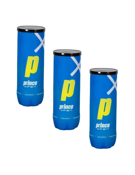 Tripack Pelotas Prince Padel Open – 3 botes rápidos y duraderos para todo tipo de pistas.